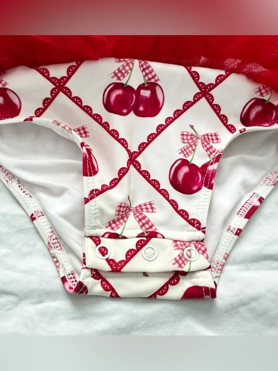 Posh Peanut One Piece Tutu Swimsuit | 18-24m | Cherry Cheryl Print - Picture 9 of 13